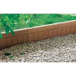 Bordure de jardin en pierre reconstituée apparence bois marron 45 x 3,5 x 25 cm