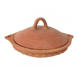 Petit Plat Tajine de Cuisson en Terre Cuite Tagra 23 cm et son Brasero