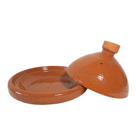 Plat Tajine de Cuisson en Terre Cuite Vernissé 27 cm