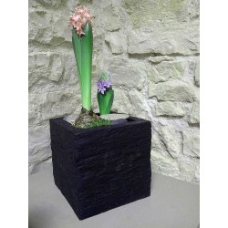 Jardinière en pierre reconstituée carrée 16,5 x 16,5 x 16 cm schiste