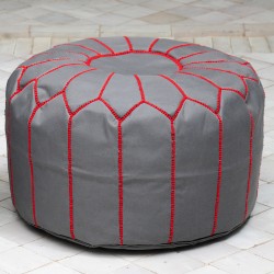 Pouf design gris et rouge