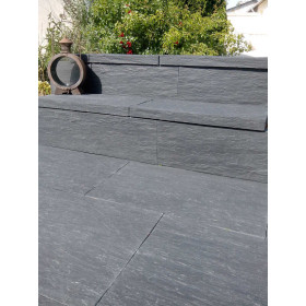 Lame de terrasse en pierre reconstituée champ travaillé 80 x 20 x 4 cm schiste