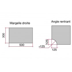 Kit margelle en pierre reconstituée plate 2,5 cm 4 x 8 ml blanc nuancé