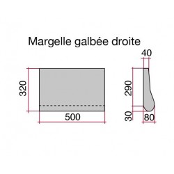 Margelle en pierre reconstituée galbée droite 50 x 32 x 4 cm blanc