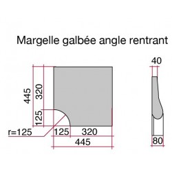 Margelle en pierre reconstituée galbée angle rentrant 32 x 32 x 4 cm blanc