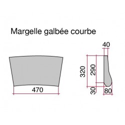 Margelle en pierre reconstituée galbée courbe 47 x 32 x 4 cm blanc