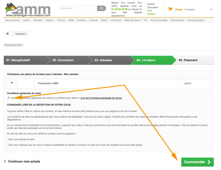 Validation commande Amenanger Ma Maison