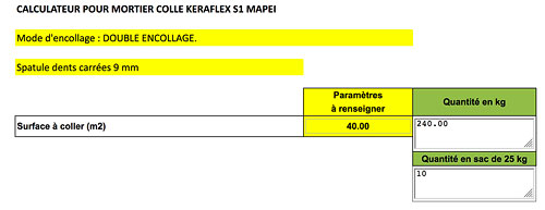 calculateur colle Mapei S1