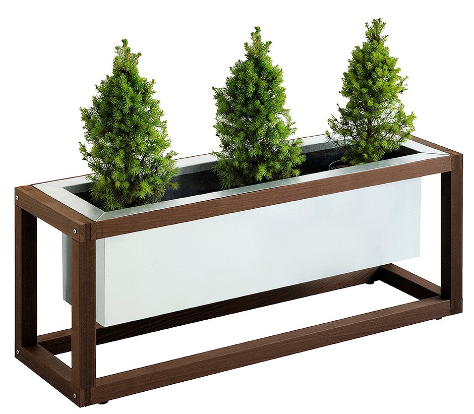 jardiniere acier avec support bois 1006 x 31 x 396 cm